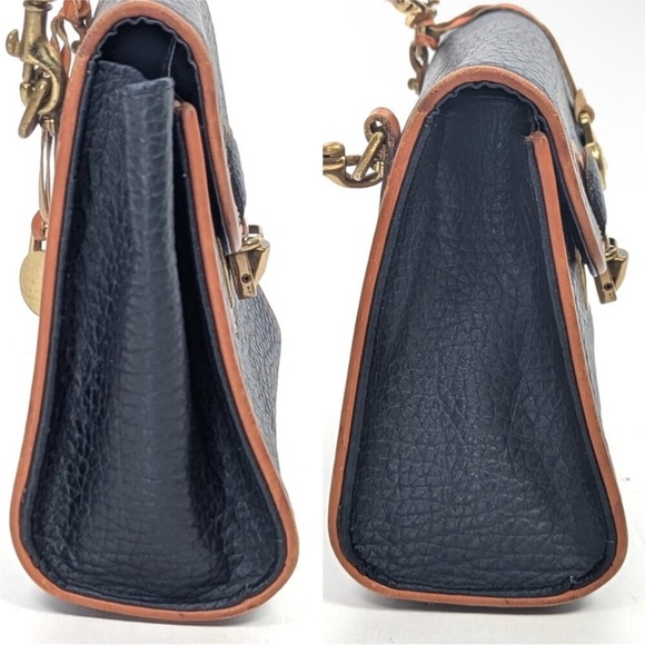 DOONEY & BOURKE USA All Navy Leather Mini crossbody Bag in gold tone hardware - Picture 7 of 9